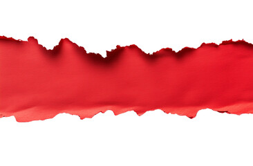 Fototapeta premium Torn Red Paper with Jagged Edges on Transparent Background