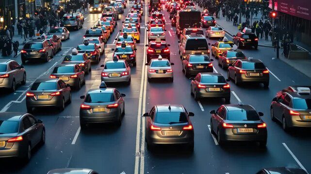 Timelapse of busy traffic at Madison Square in New York City during evening hours, 4K New York City Madison Square Traffic Timelapse 3a
