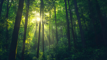 Obraz premium Ecotourism promotion through radiant woodland imagery