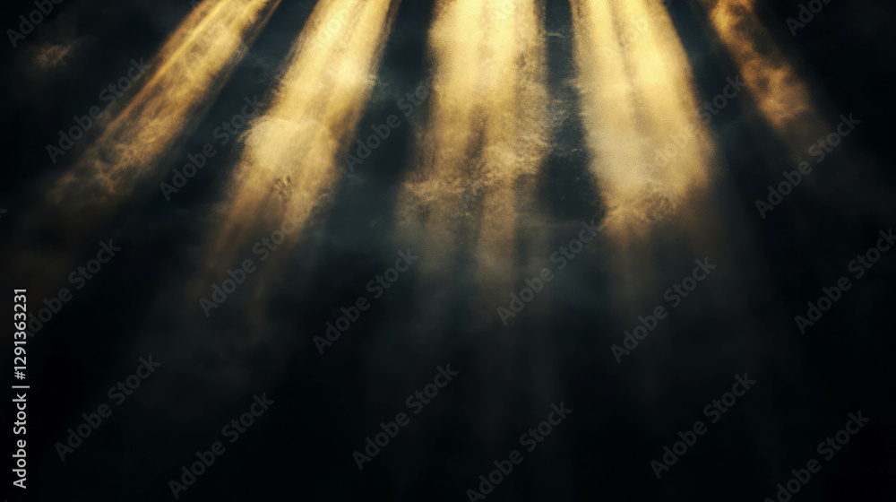 Aufkleber mysterious light rays through smoke for atmospheric design and background