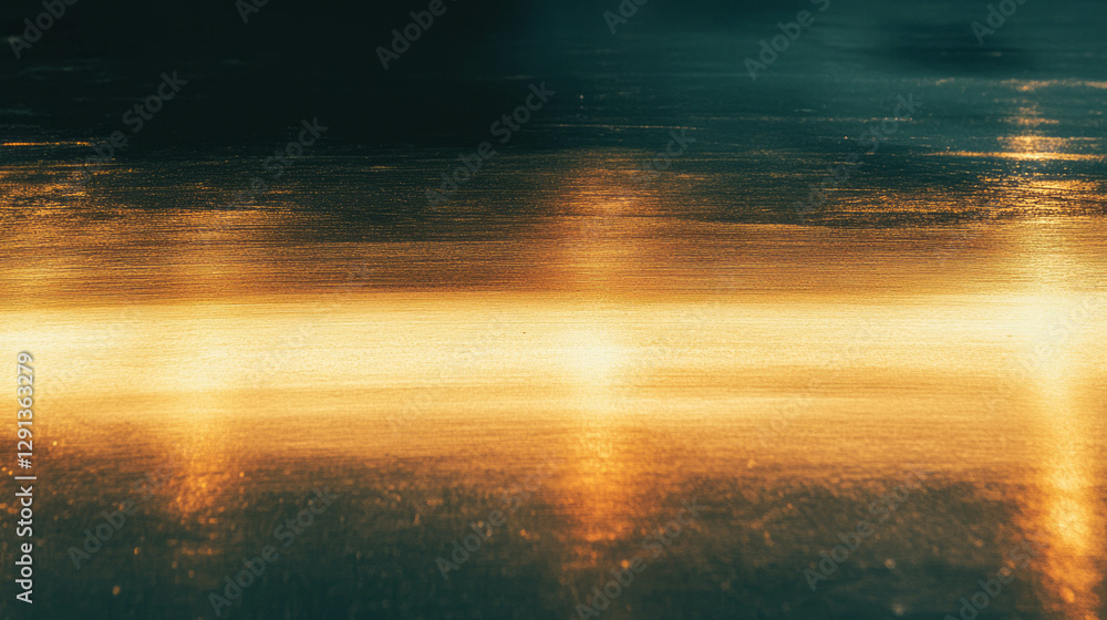 Poster luminous reflection of golden light on metallic surface for elegant design and decoration