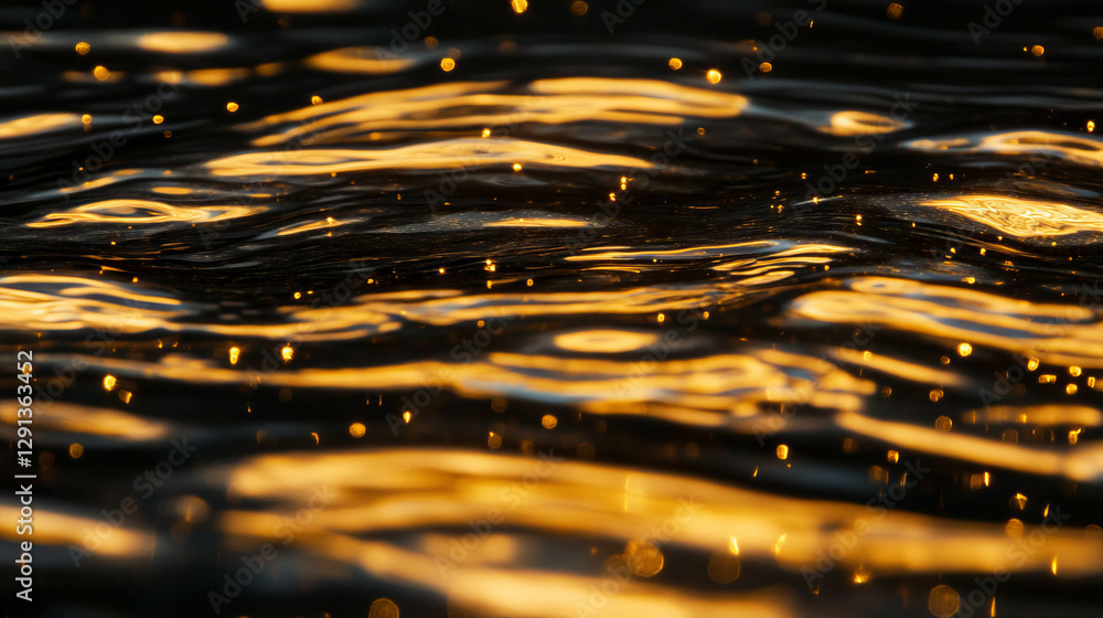 Poster golden light reflections on water surface creating tranquil abstract pattern