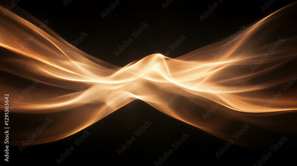 Poster Abstract golden light waves with varied intensities on dark background for elegant design