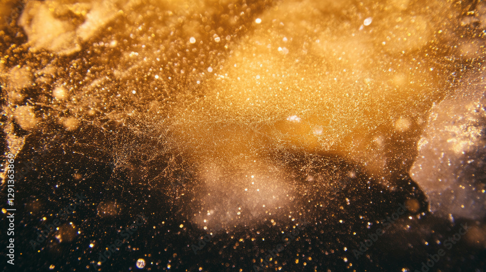 Poster enchanting golden frost on spider web background for seasonal design