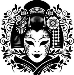 sketch vector illustration silhouette design icon logo beauty symbol geisha comfort women in Japan 