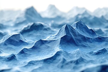 Abstract Blue Mountains: 3D Render of  Textured Peaks, Stunning Visuals