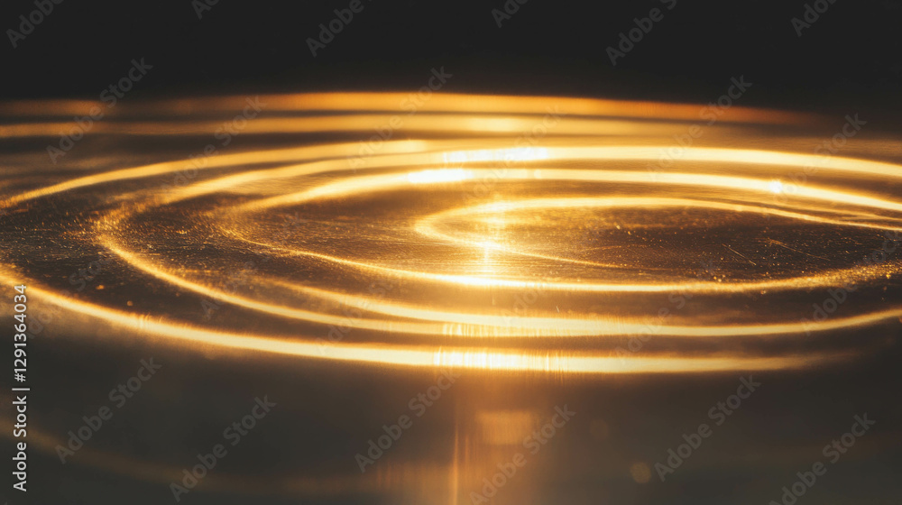 Poster Golden light reflections on antique surface creating rippling patterns