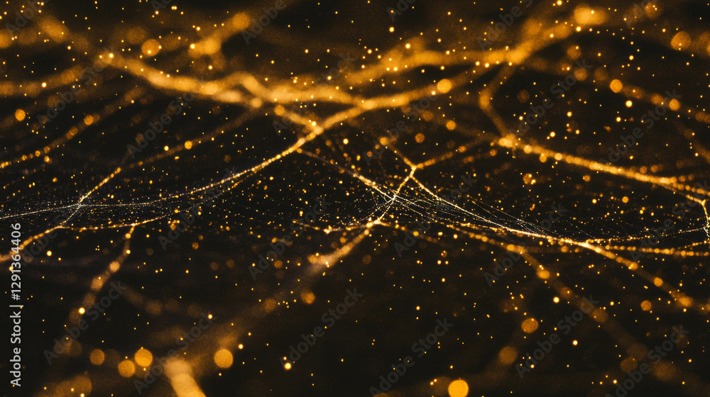 Poster golden spiderweb background with glittering details for elegant design and decoration
