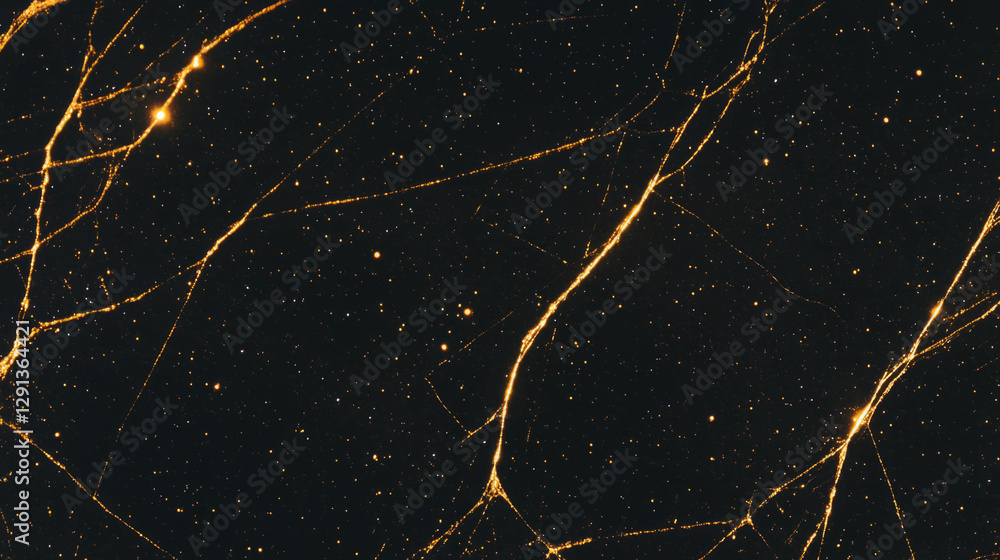 Poster Cosmic golden spiderweb pattern on dark background for elegant design