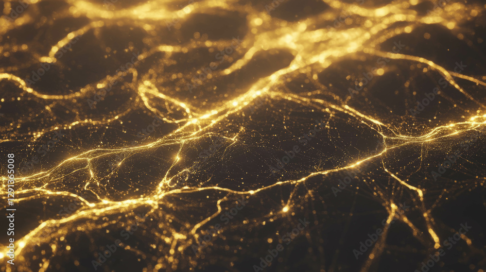 Poster Golden spiderweb background with illuminated threads for digital and print design