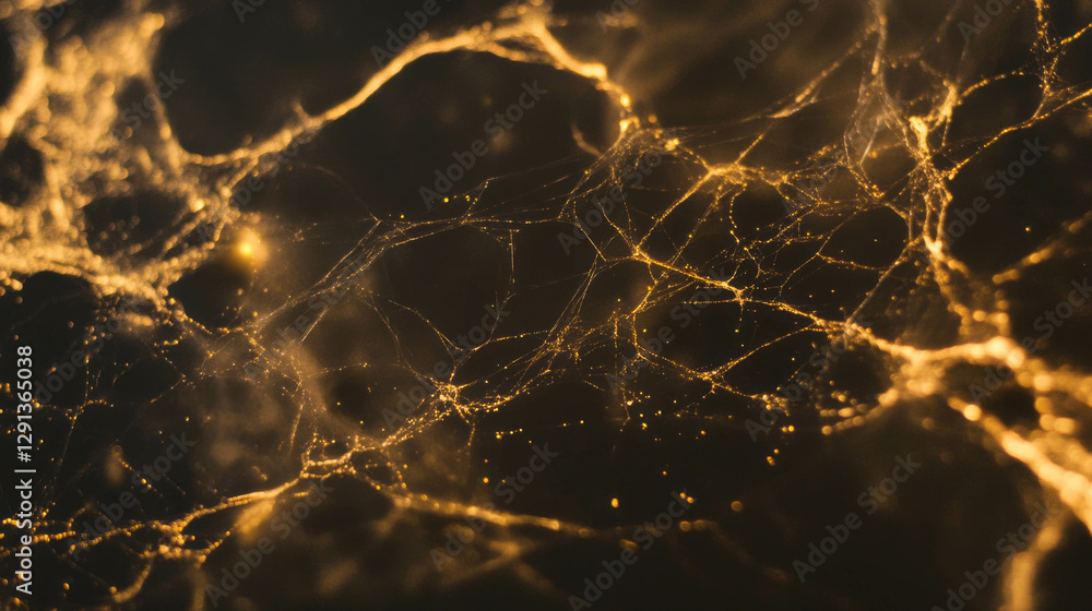 Poster golden spiderweb pattern glowing in fiery light for festive event or halloween design