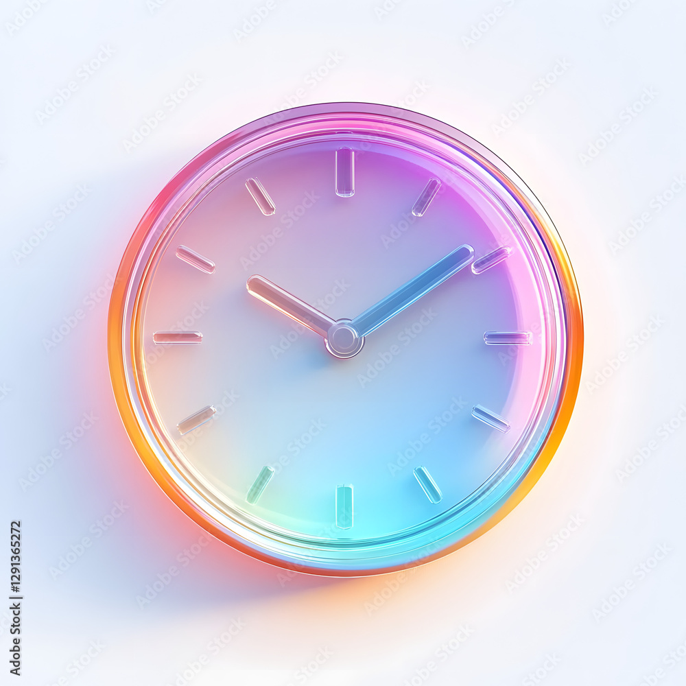 Fototapete clock icon with colorful gradient. 3d rendering illustration for graphic design, ui ux design, prese