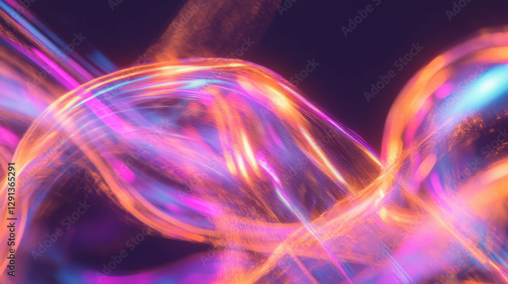 Poster abstract neon glow spiderweb design with golden threads for modern decor