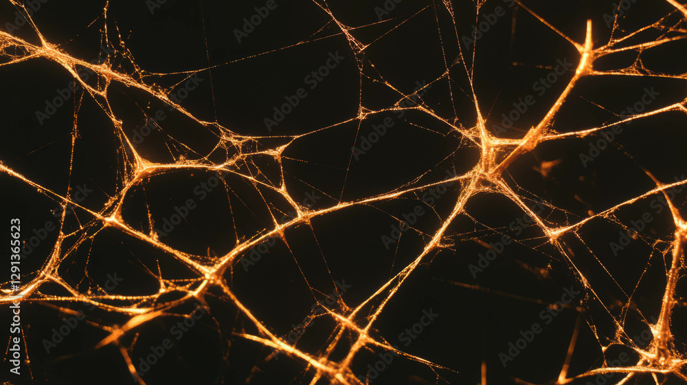 Aufkleber golden spiderweb background with intricate network design