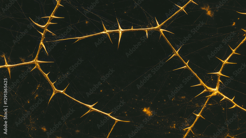 Poster golden spiderweb pattern on dark background for halloween or nature design