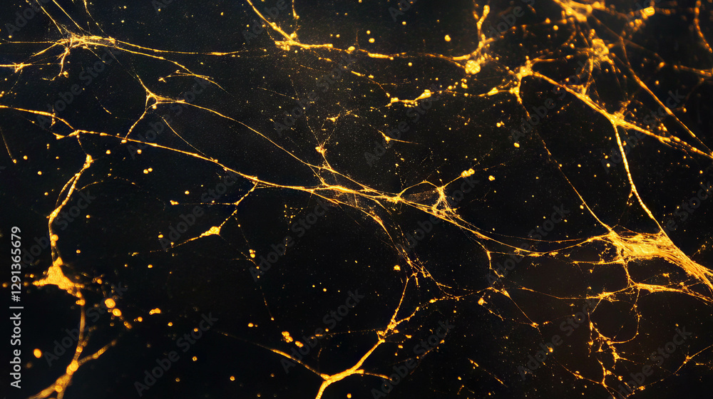 Poster Golden spiderweb pattern on dark background for elegant and mysterious design