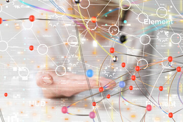 Global network. Blockchain. 3D illustration. Neural networks and artificial intelligence. Abstract  - 3d