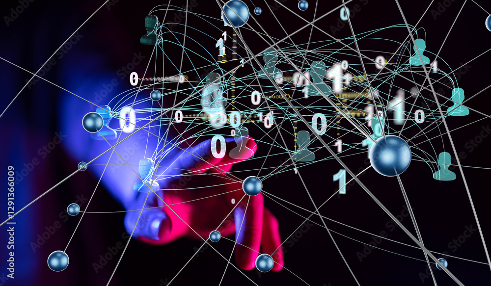 Aufkleber abstract technology group and data 3d