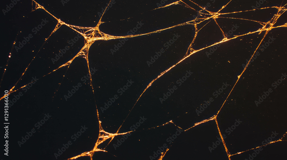 Aufkleber intricate golden spiderweb pattern on dark background for elegant design