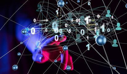 Abstract technology group and data 3d