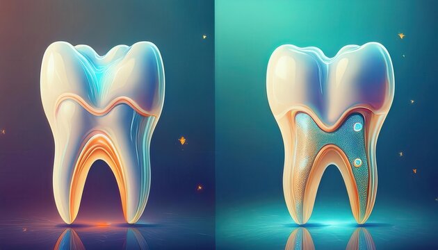 An artistic representation of a tooth showcases innovative designs in dentistry and stomatology.