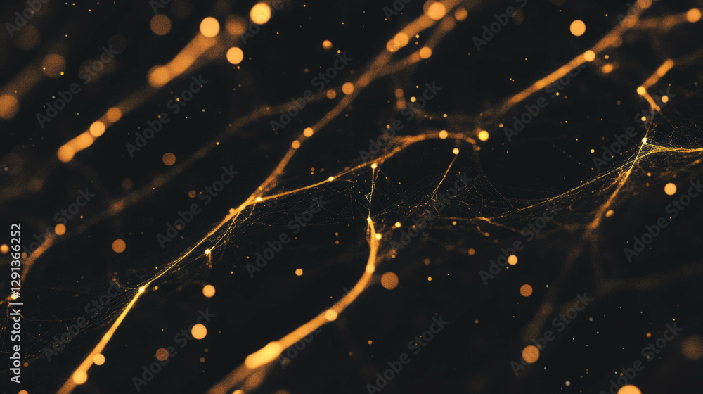Poster Mesmerizing golden spiderweb with subtle motion for elegant background design