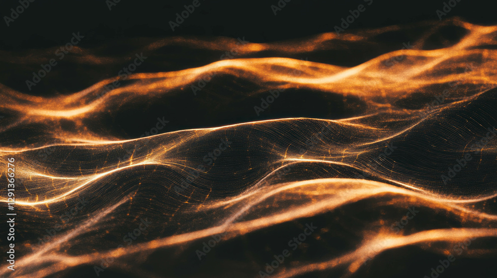 Poster Enchanting golden spiderweb background with subtle wind movement for design