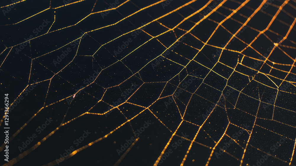 Poster intricate golden spiderweb design with dark background for elegant decor
