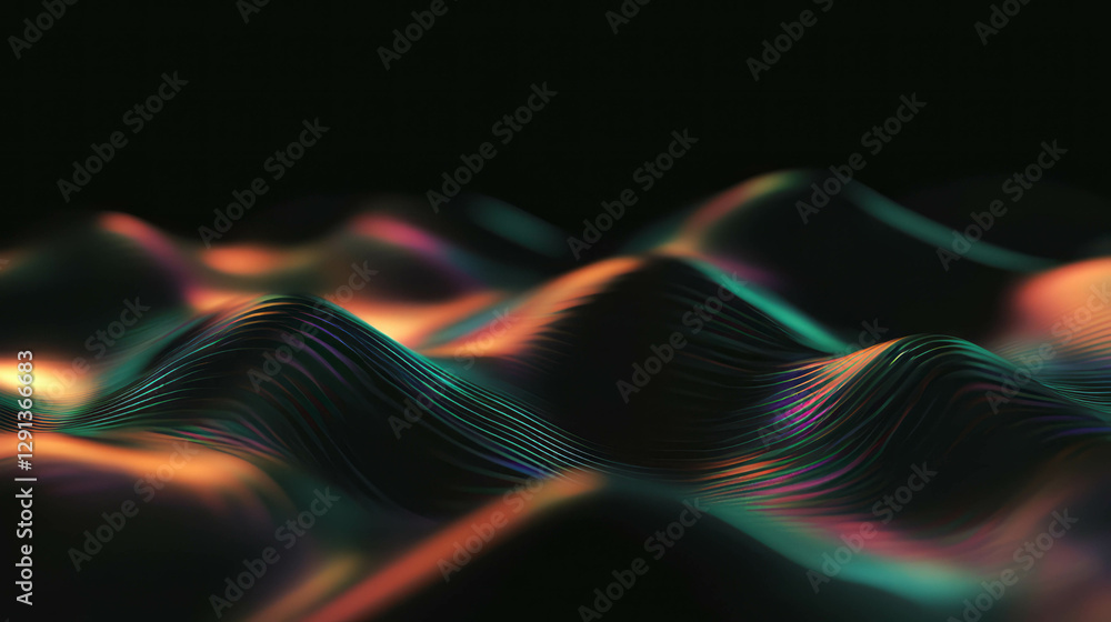 Poster Abstract gradient waves with color shift texture for modern design