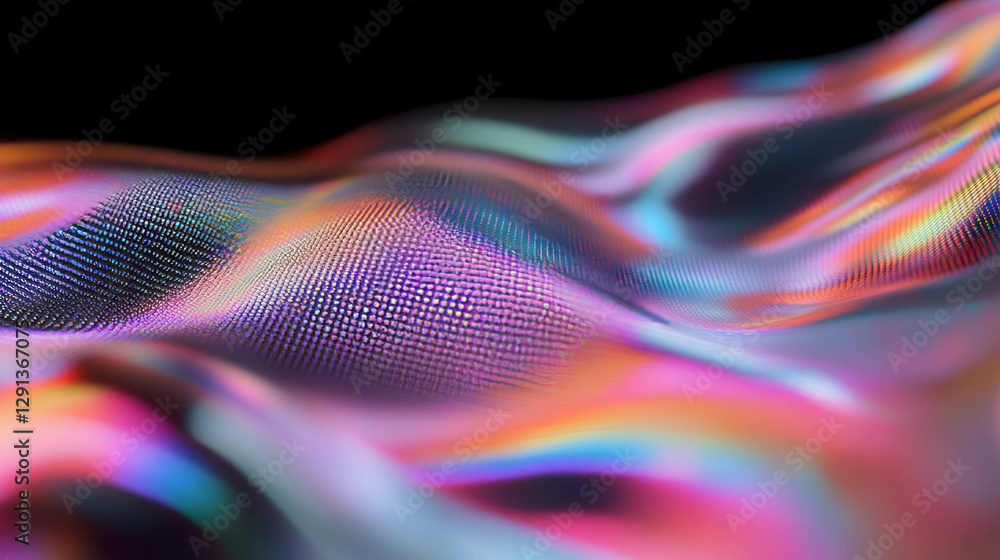 Poster vibrant iridescent gradient background with textured waves for digital design