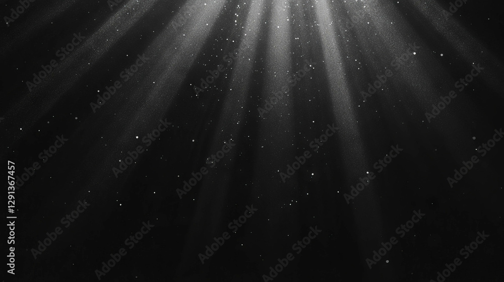 Poster Abstract grayscale light rays against dark background for artistic design