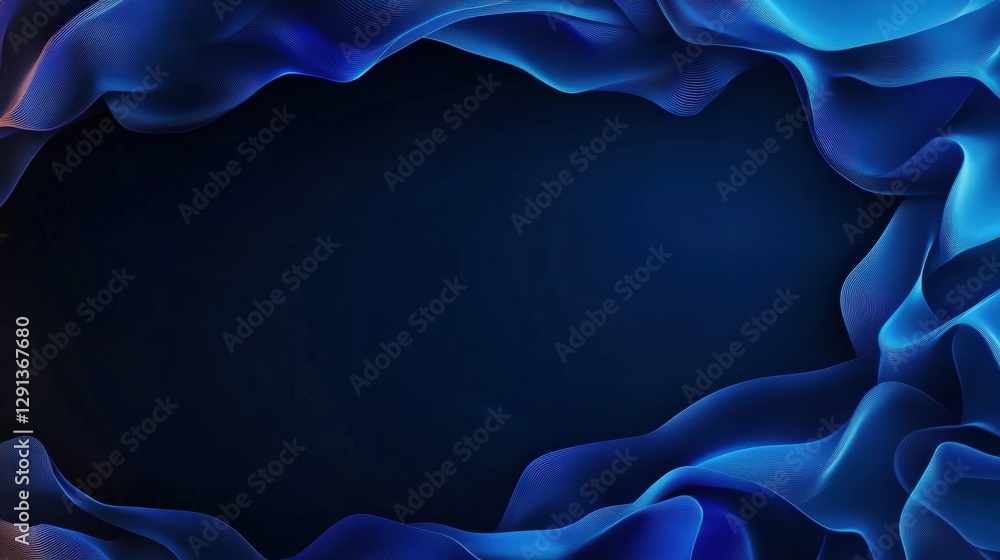 Poster abstract blue background with flowing waves and textured patterns for design and artistic projects