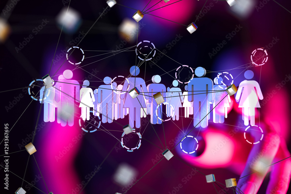 Aufkleber network holding in hand 3d connection data