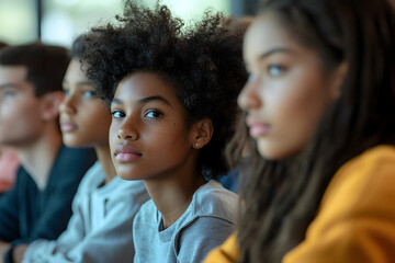 Students in diverse classroom setting, focus on education and empowerment