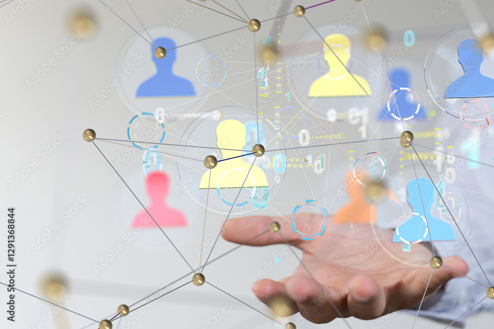 Poster Abstract network of physical devices on the Internet using a network connection with statistics numbers 3d illustration