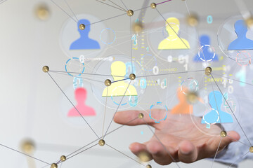 Abstract network of physical devices on the Internet using a network connection with statistics...