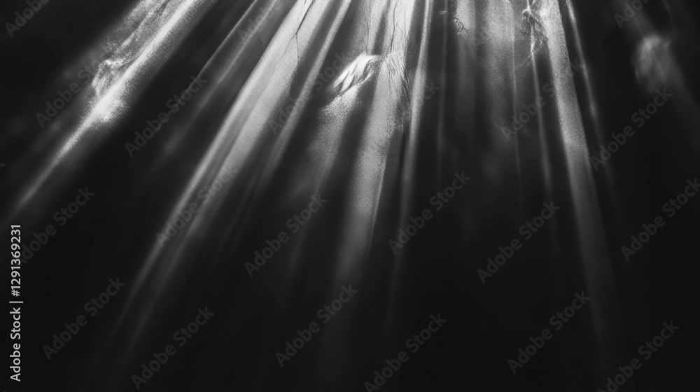 Aufkleber mysterious radiant light beams through diffuse background for creative design