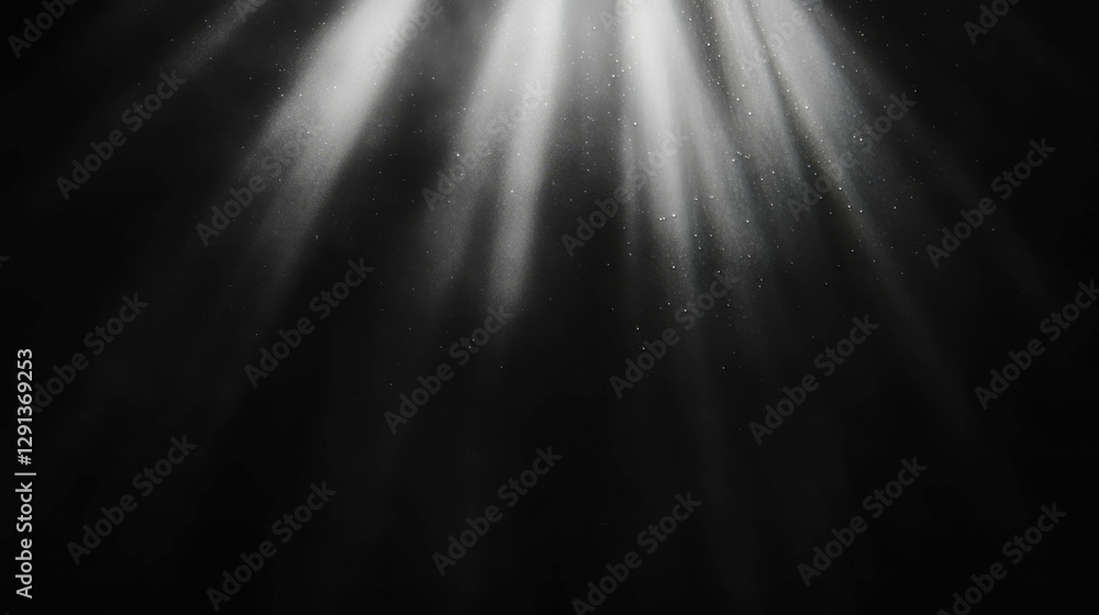 Poster mysterious light rays in dark atmospheric background for creative design