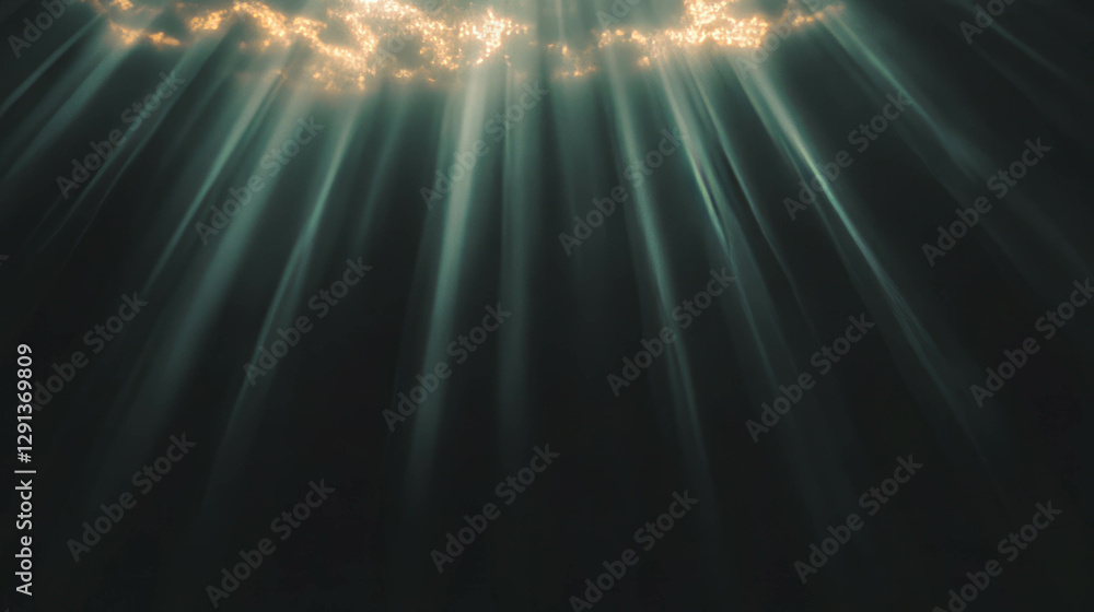 Poster mysterious light rays in atmospheric sunbeam background for creative design