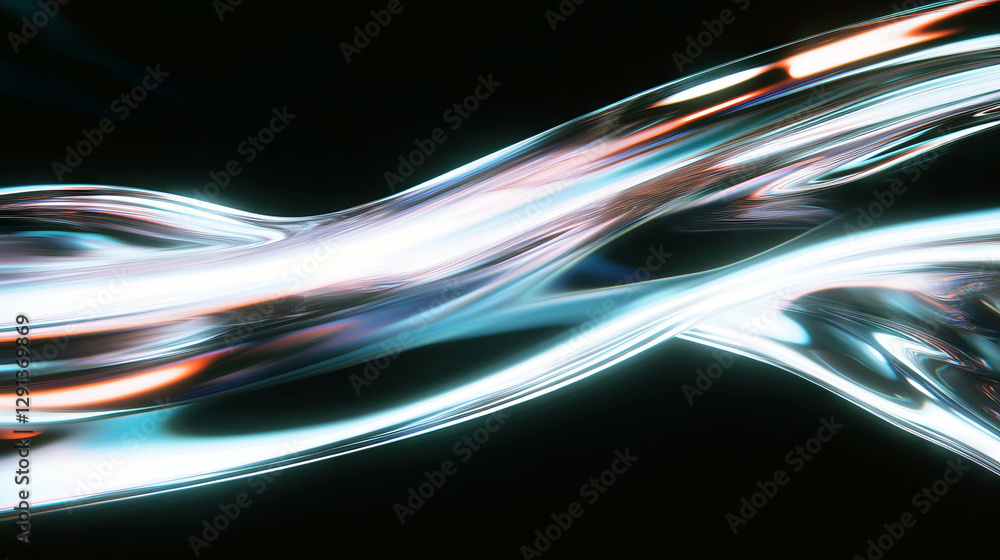 Poster abstract flowing light waves on dark mysterious background