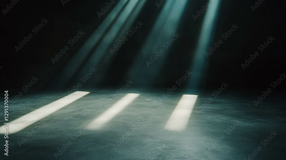Poster dramatic light rays on dark surface for atmospheric design and background themes