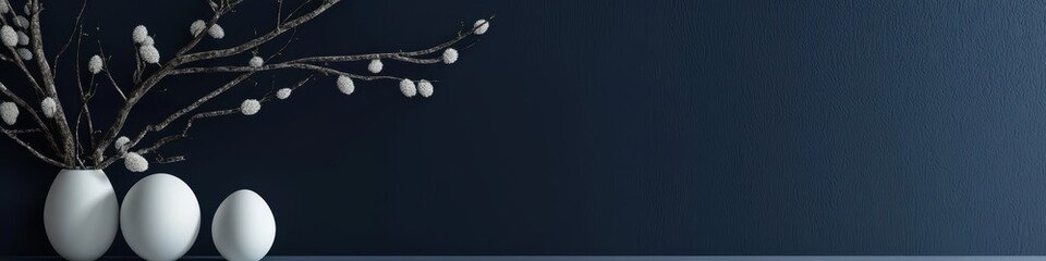Easter Navy 3d background minimalistic mockup with space for text