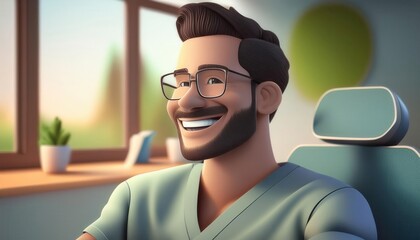 A friendly dental professional engages with a patient in a modern office atmosphere.