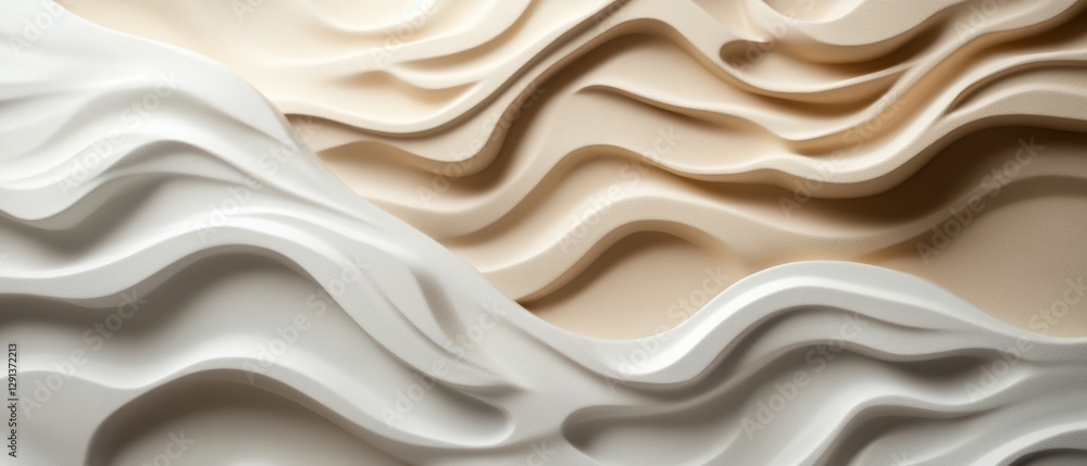 Poster white and beige wavy background with soft textures and abstract design elements for creative use