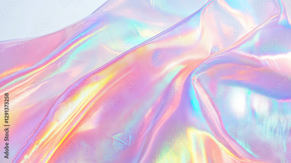 Poster Iridescent fabric texture background with shimmering colors for creative design