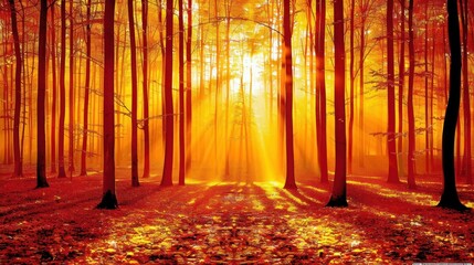 Fototapeta premium the view of the trees is decorated with sunlight