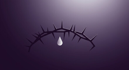 Thorns and Water Droplet - Symbolic Depiction of Pain and Redemption