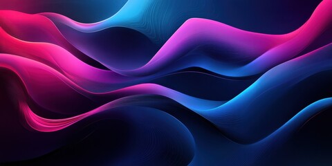 Obraz premium Abstract Neon Wave Background Pink Blue Swirls Digital Art Graphic Design Wallpaper