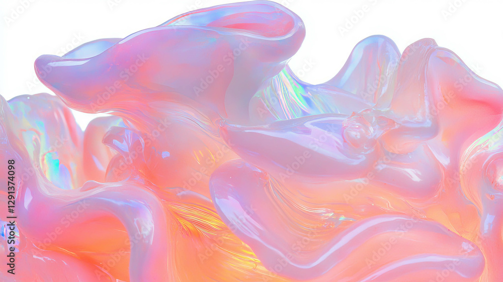 Aufkleber Abstract background featuring iridescent resin with captivating embedded objects for creative design