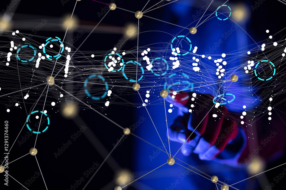 Poster conference digital network and data concept 3d